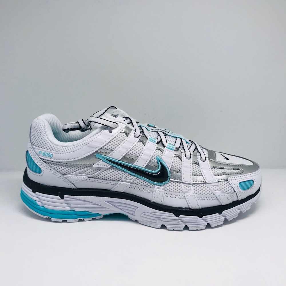Nike P-6000 White/Black-Metallic/silver/Aqua Sz 8 - Picture 4 of 8